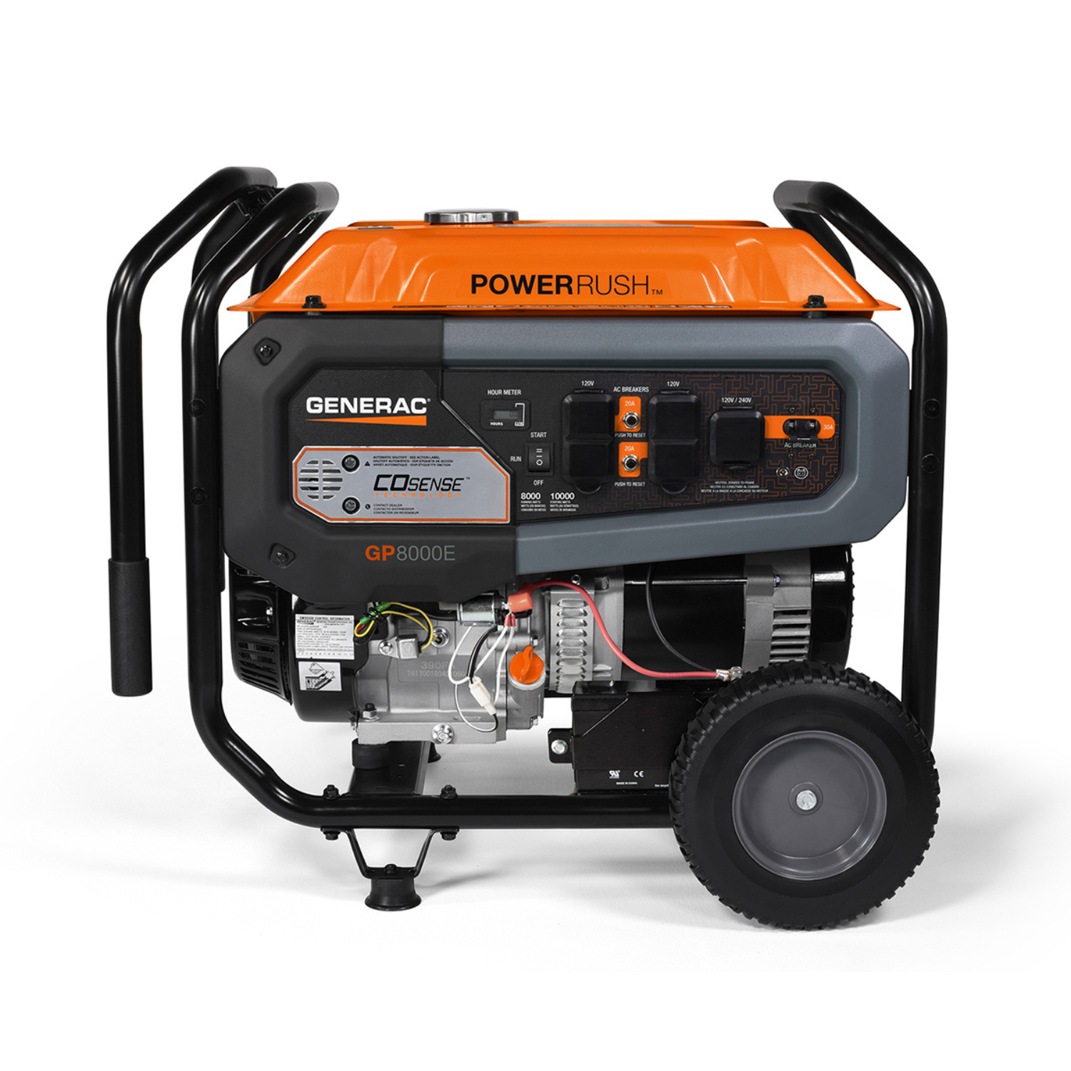 Generac Portable Generator, 8000W | Electric Start