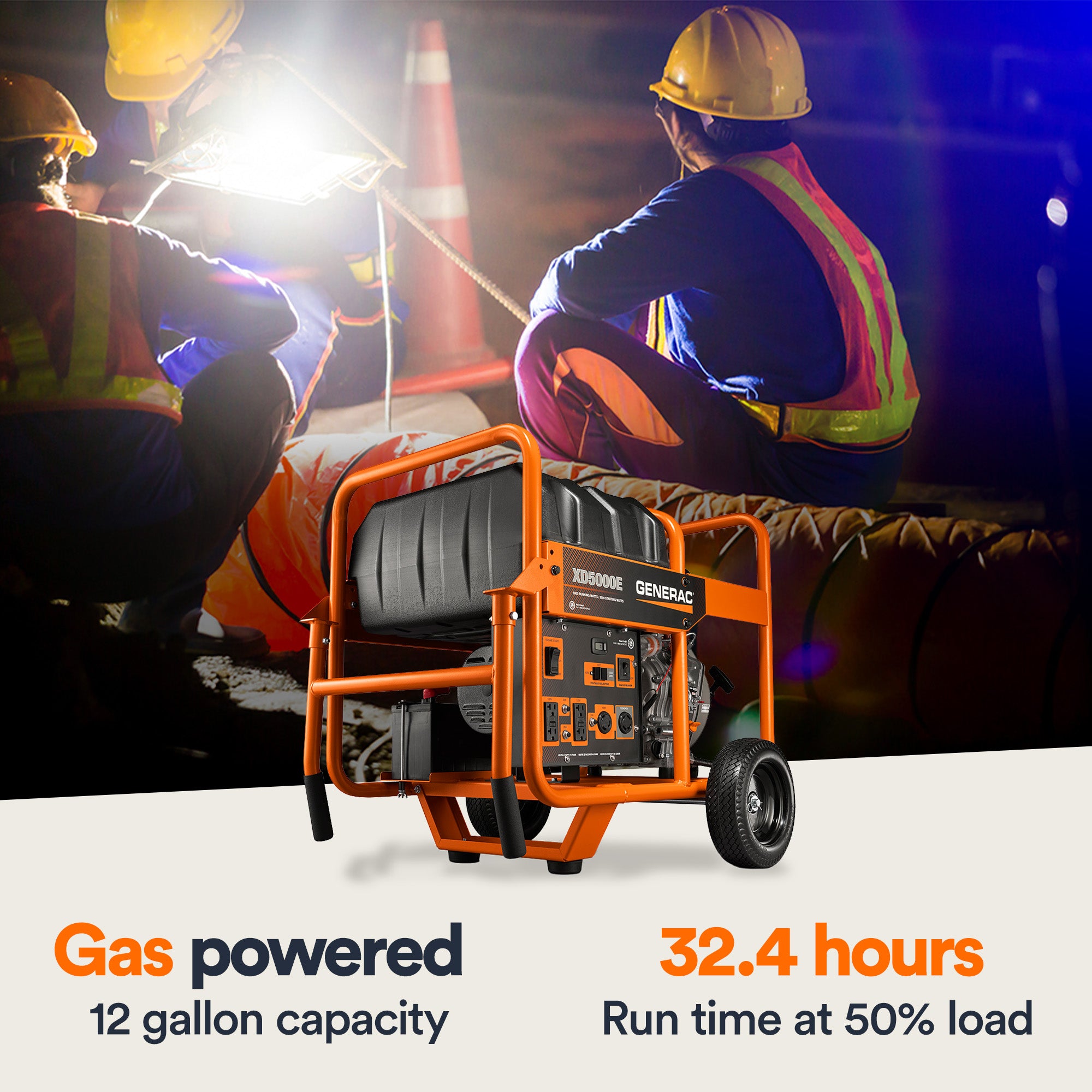 Generac Portable Generator, 5000W | Diesel