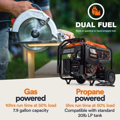 Generac Portable Generator, 7500W
