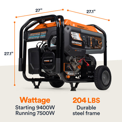 Generac Portable Generator, 7500W