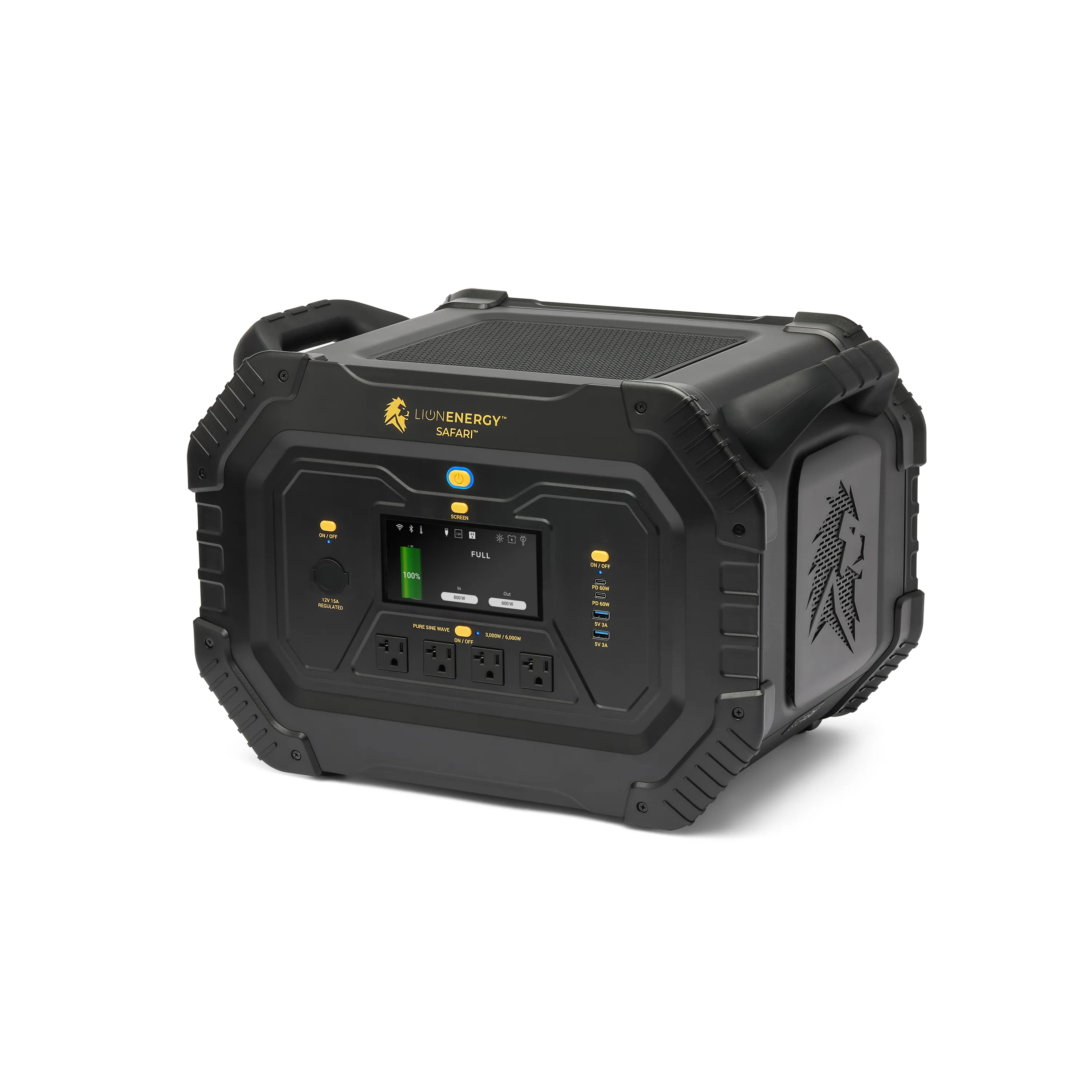 Lion Energy Safari 3000W power station front angle