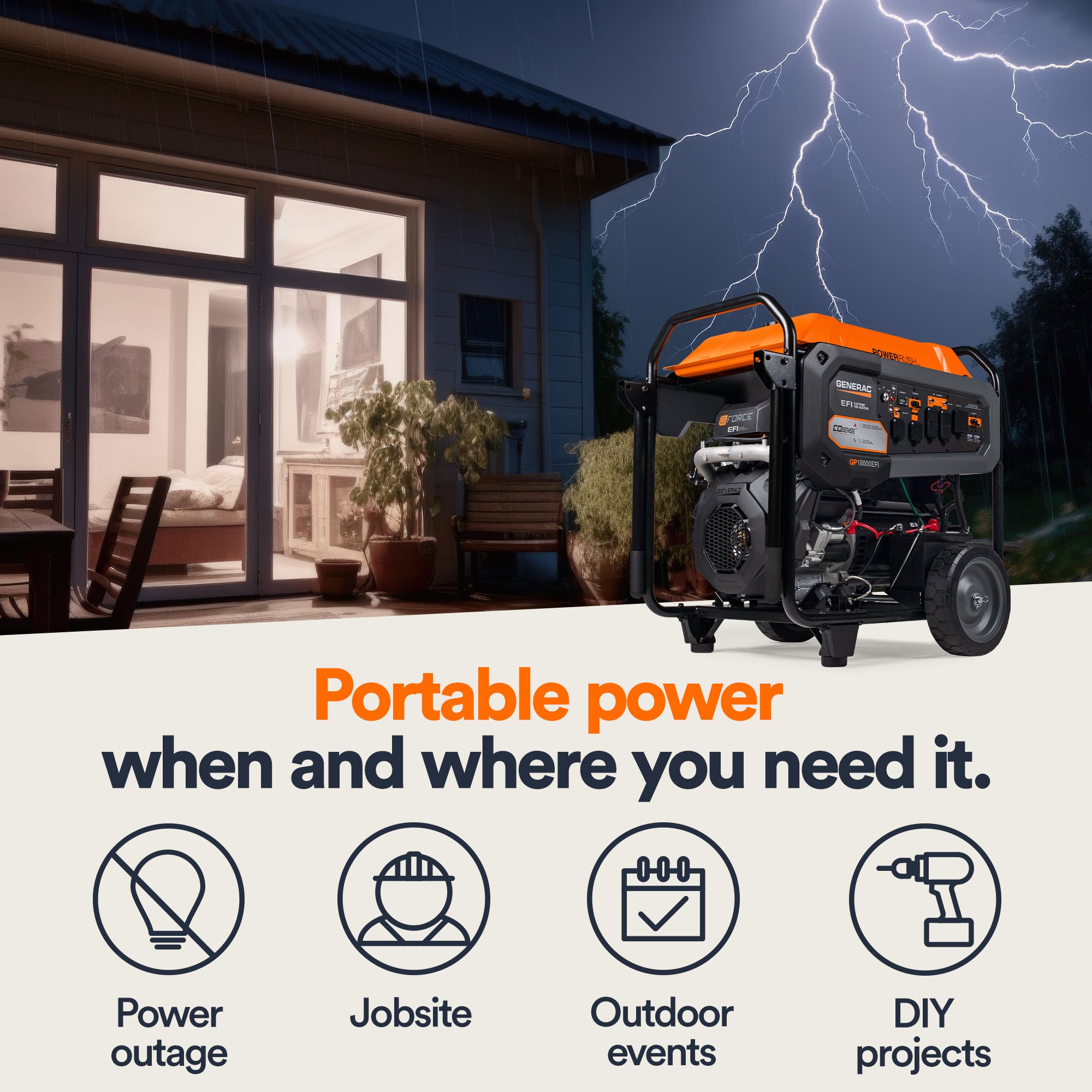 Portable Generator, 18000 | EFI | Electric Start with COsense | 50ST