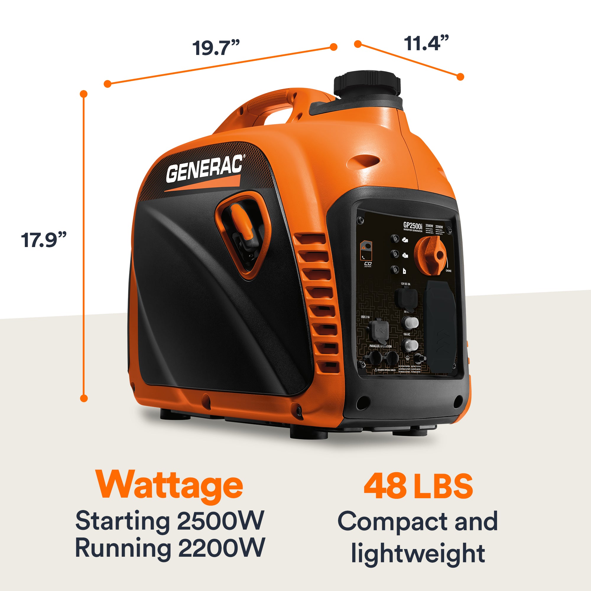 Generac Portable Inverter Generator, 2500i