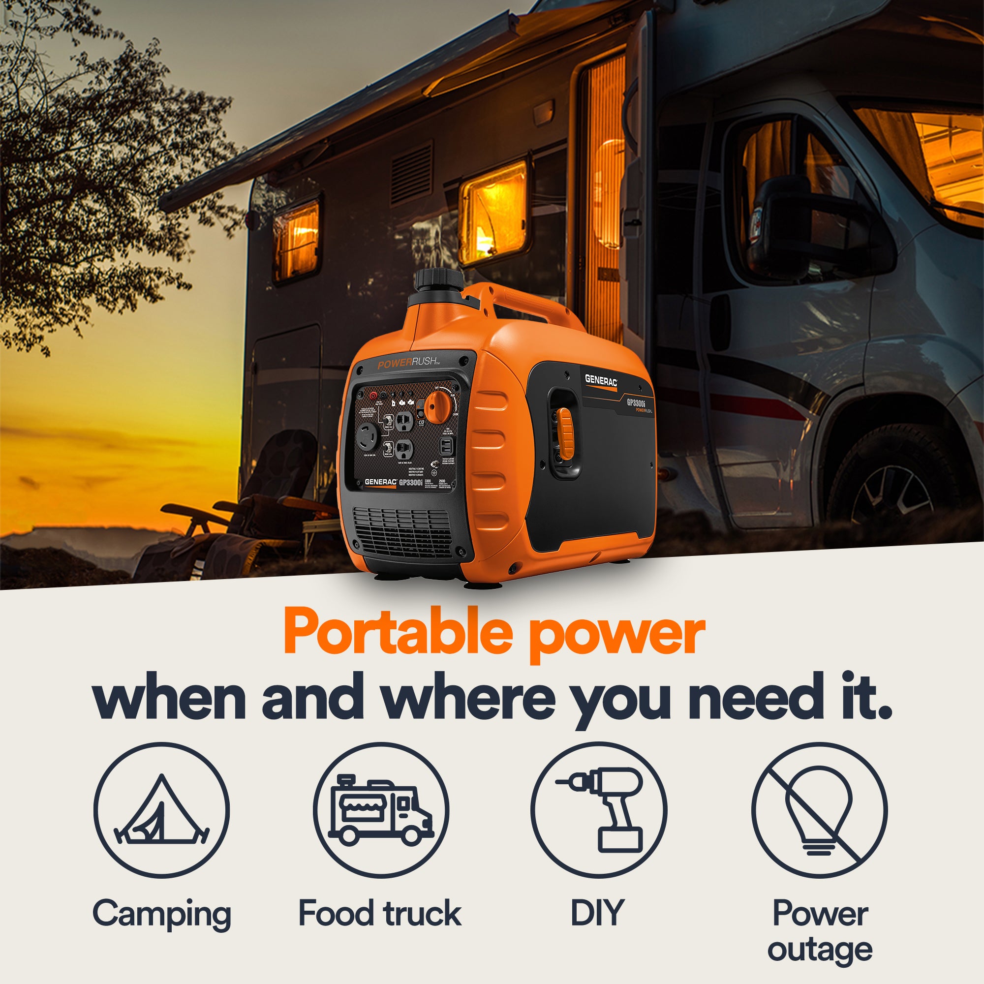 Portable Inverter Generator, 3300i | With COsense 49ST/CSA