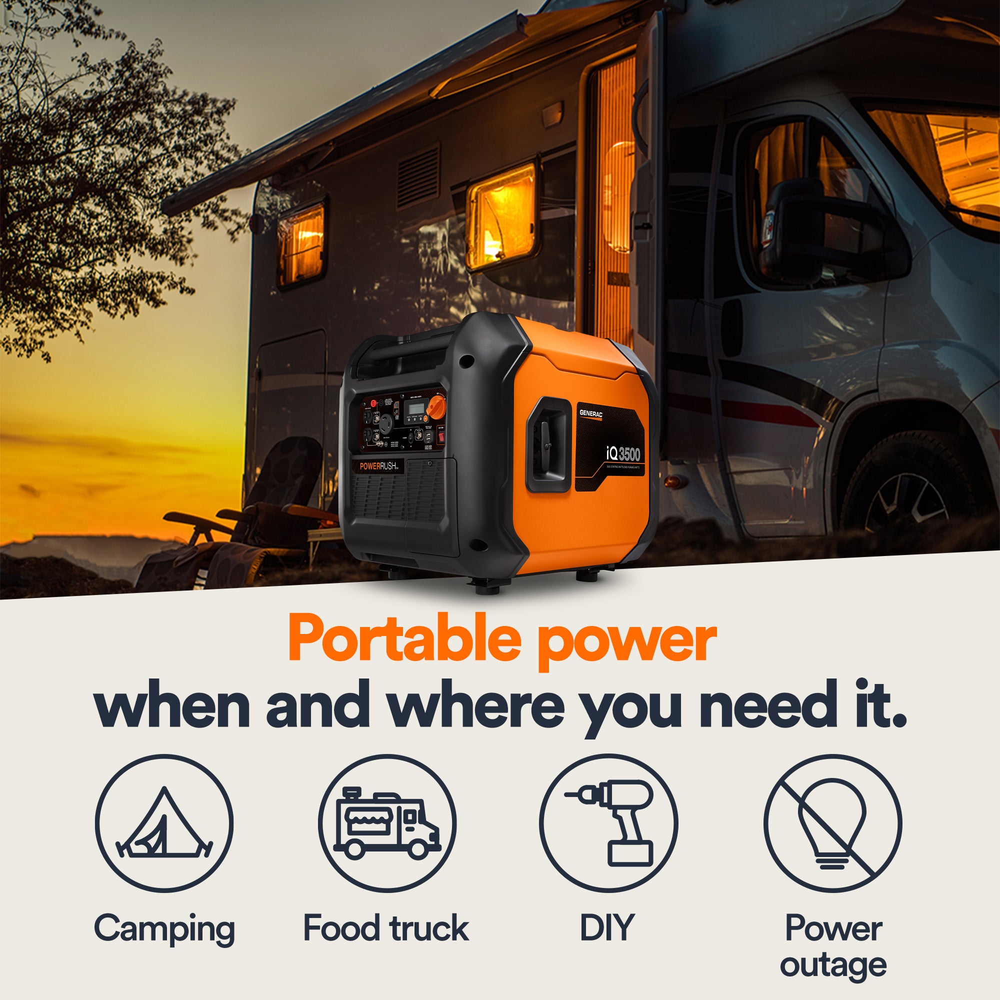 Generac Portable Inverter Generator, 3500i